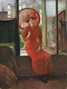 Olga Boznańska, Autoportret z japońską parasolką, 1892