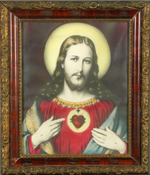 Serce Jezusa, oleodruk, XIX w, pochodzenie nieustalone