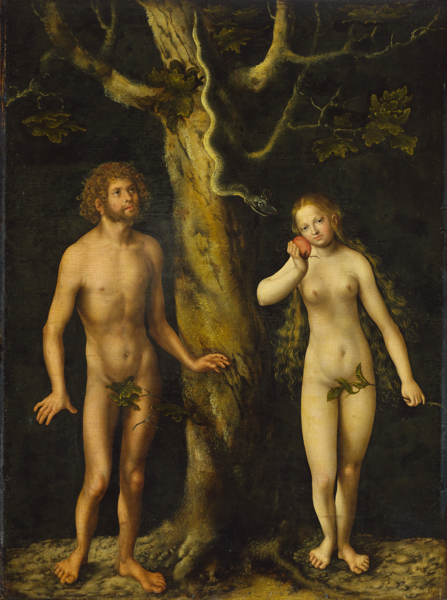 Adam i Ewa stojący pod drzewem