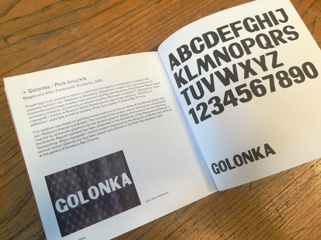 otwarta publikacja z prezentacją fontu o nazwie Golonka