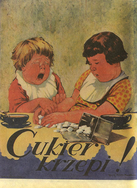 Dwójk pucołowatych dzieci droczy się o kostki cukru