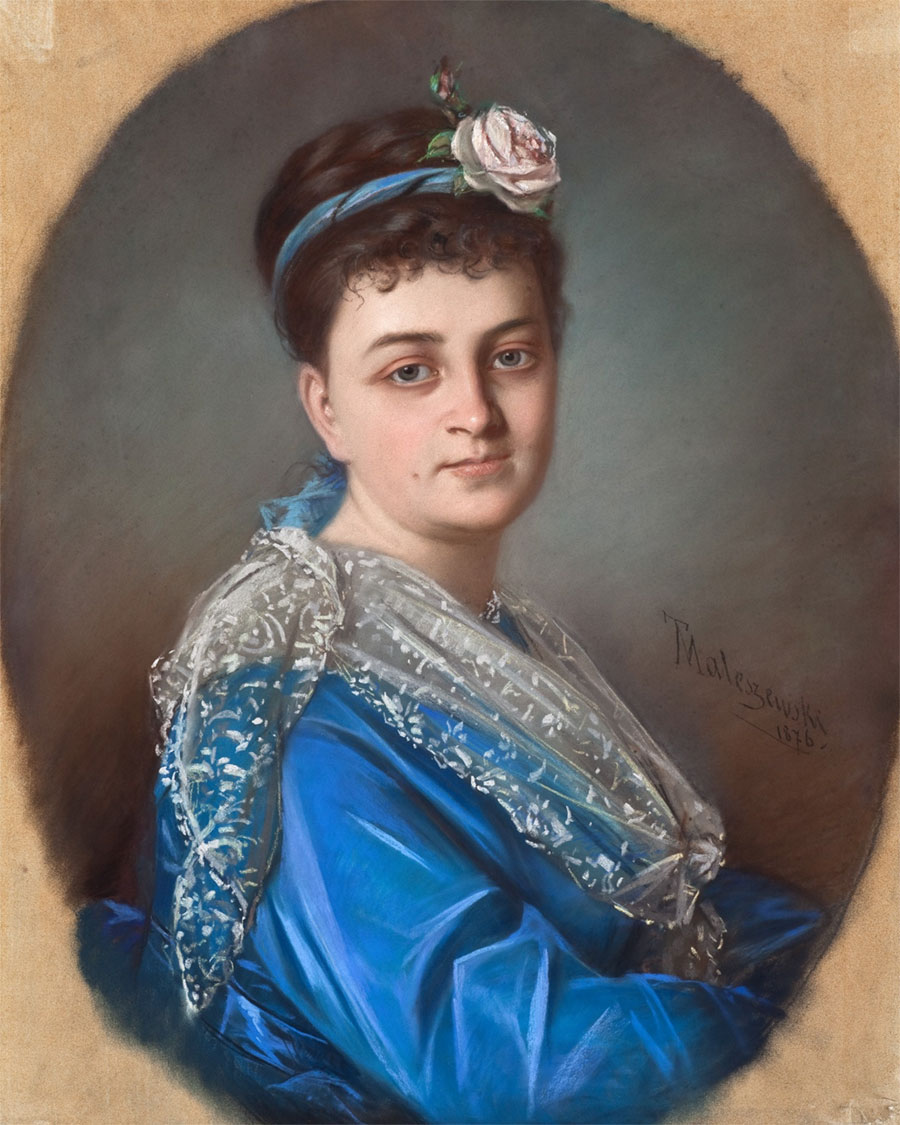 Portret Wandy Monne w błękitnej sukni