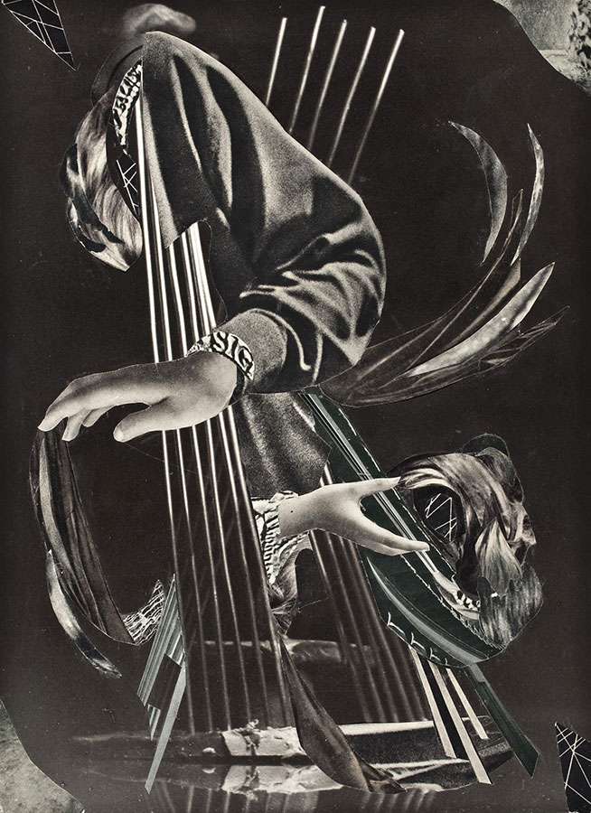 fotokolaż Menuet z dłońmi i strunami instrumentu