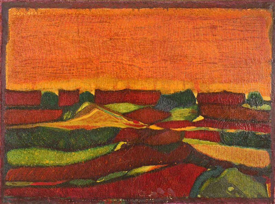 Zbigniew Karpiński „Pejzaż z czerwonymi dachami”, 1959