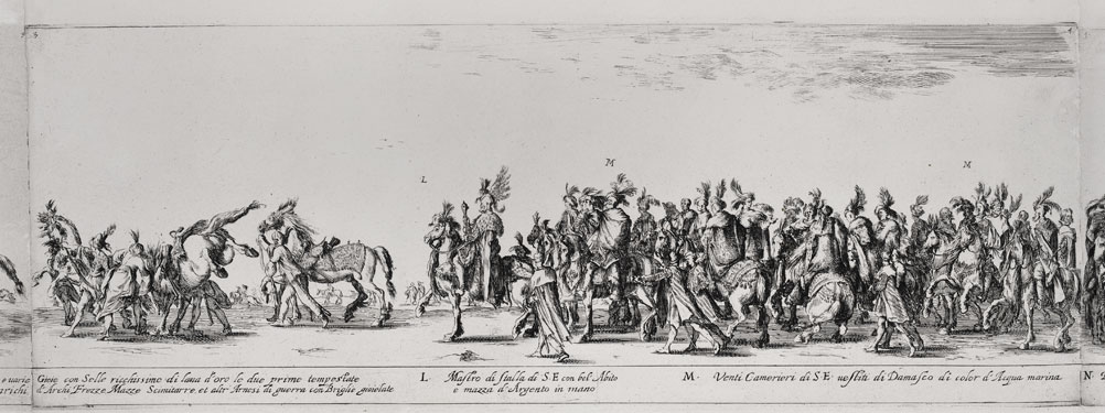 Stefano Della Bella, Wjazd ambasadora Polski Jerzego Ossolińskiego do Rzymu, po 1633 (fragment)