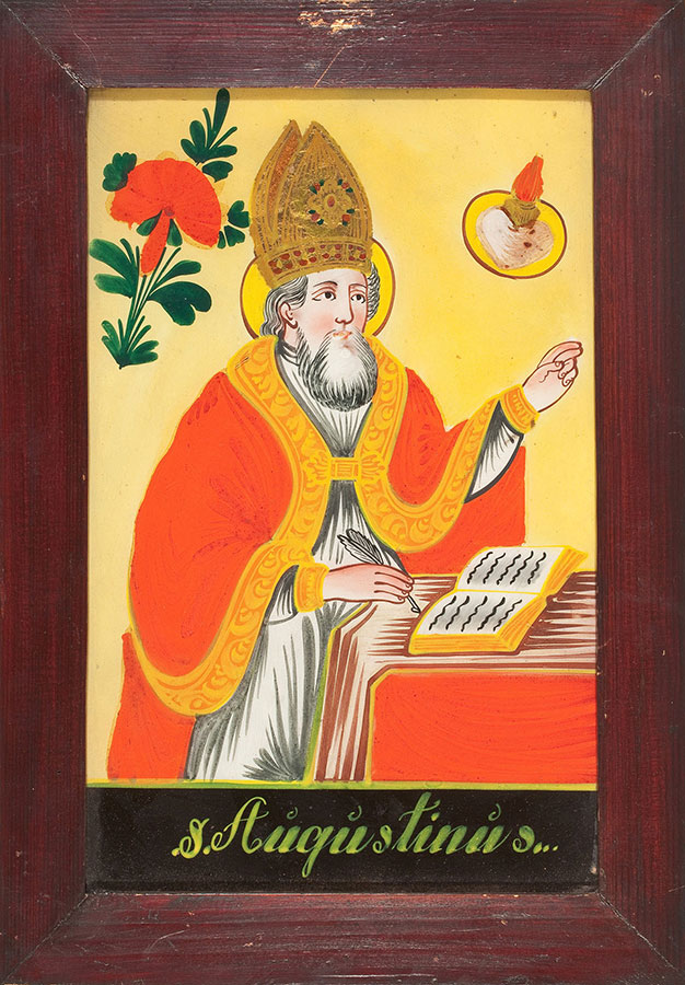 Św. Augustyn, olej/szkło, Śląsk, XIX w