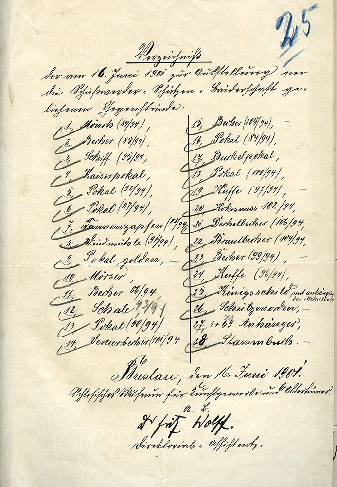 Rewers z 16 VI 1901 r. na wypożyczenie klejnotów na uroczystości związane z obwołaniem nowego króla Bractwa z Wyspy