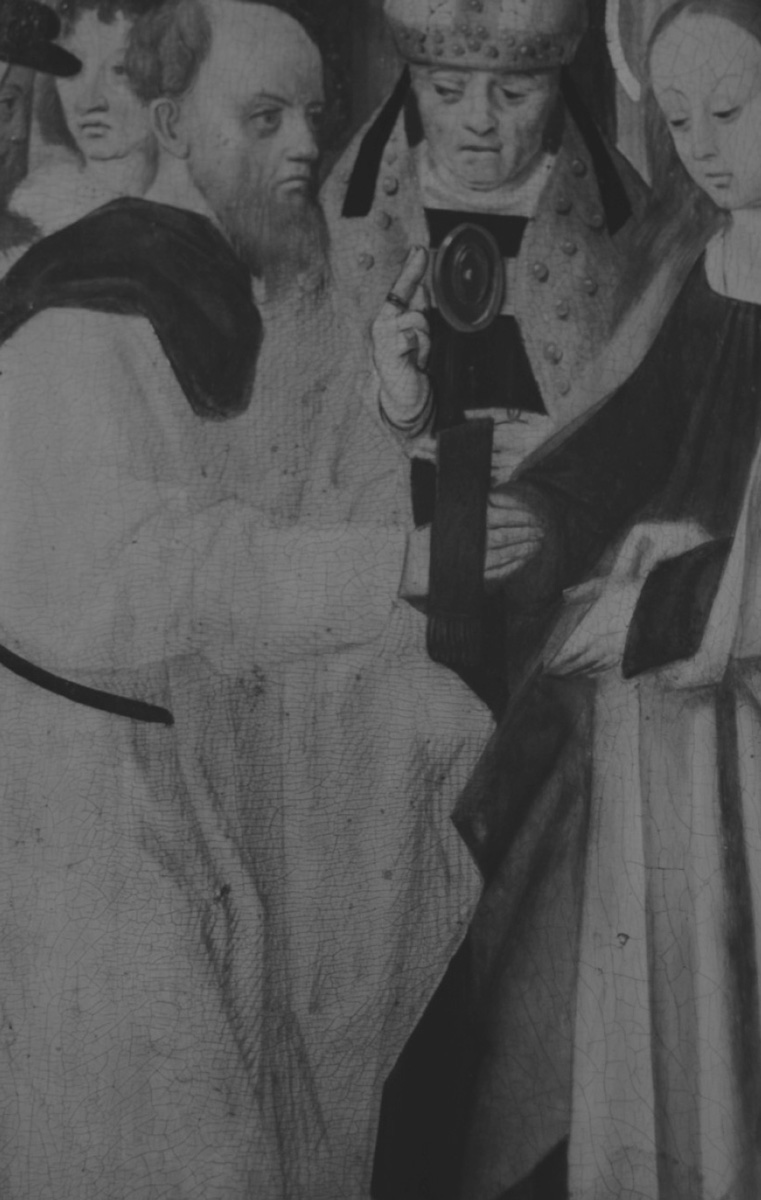 Detal obrazu Zaślubiny Marii. Reflektografia w świetle IR (podczerwień)