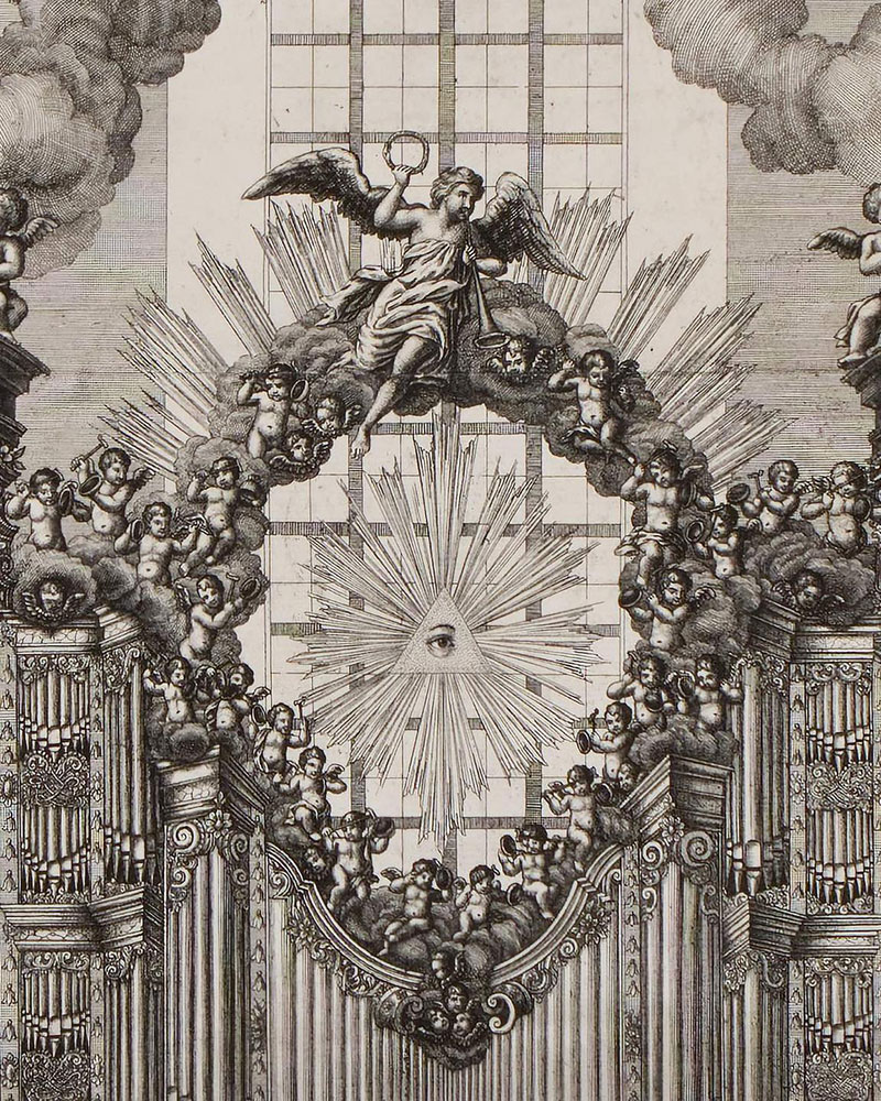 barokowy prospekt organowy z figurą Famy