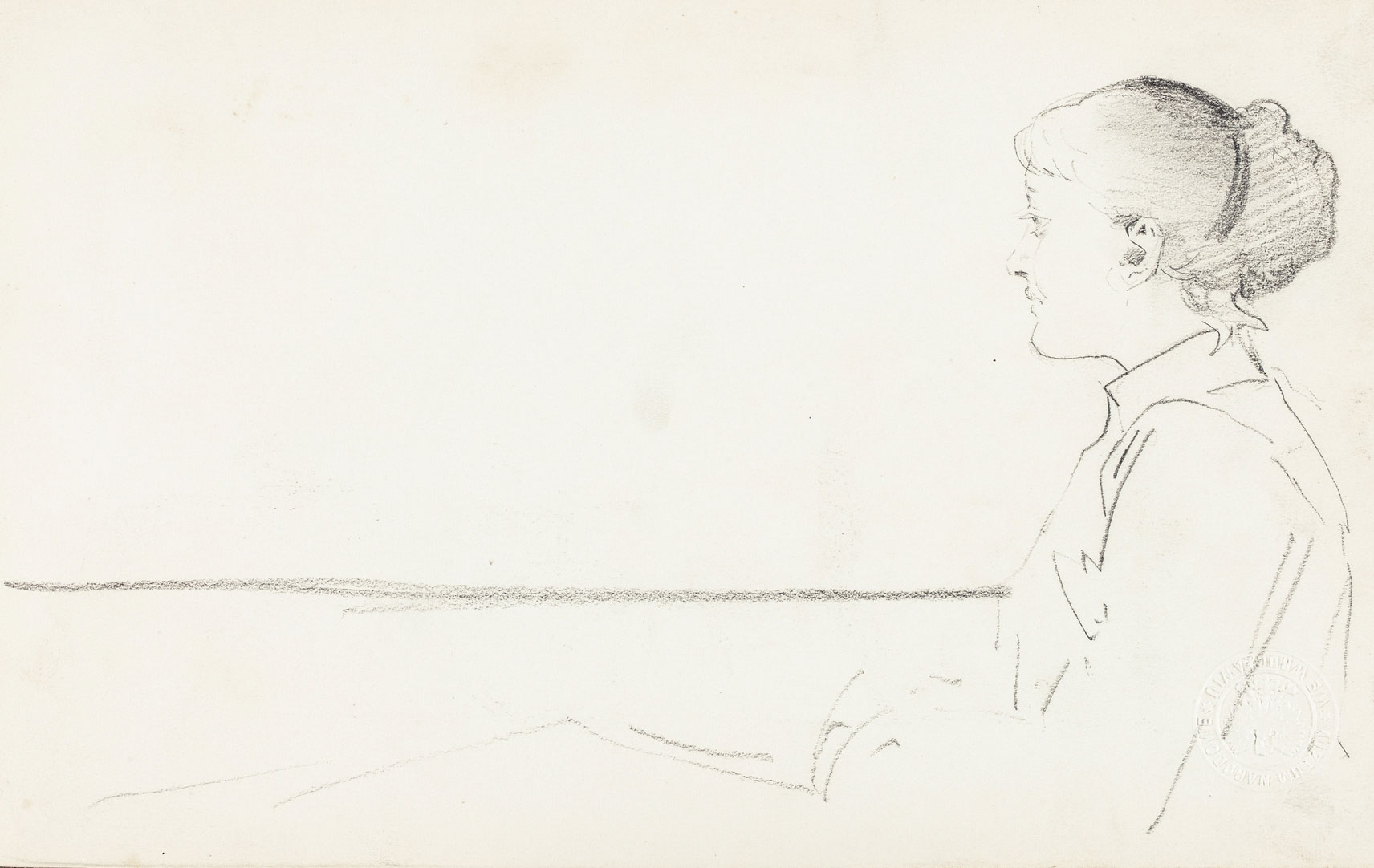 Szkicownik Jacka Malczewskiego, 1888; Portret kobiety w lewym profilu