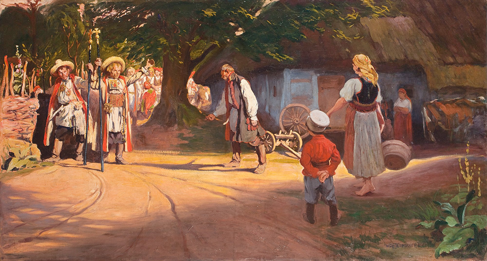 Włodzimierz Przerwa-Tetmajer, Przed Piastową chałupą, 1908
