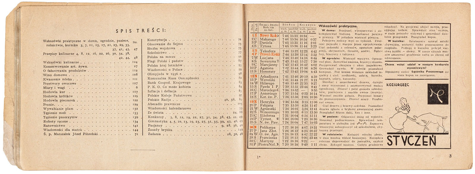 Kalendarz na rok 1936