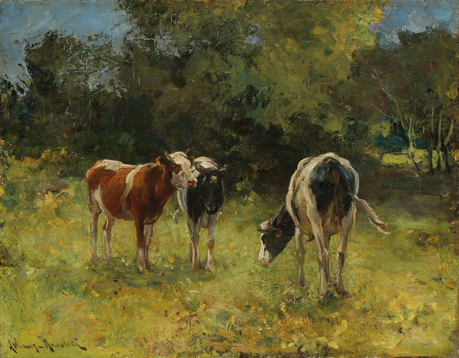 Alfred Wierusz-Kowalski, Krowy na pastwisku, ok. 1910