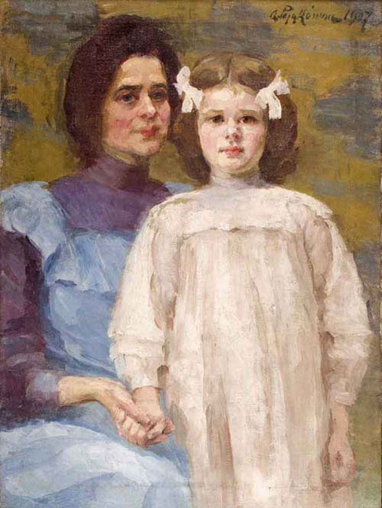 Aniela Pająkówna, Autoportret z córką, 1907