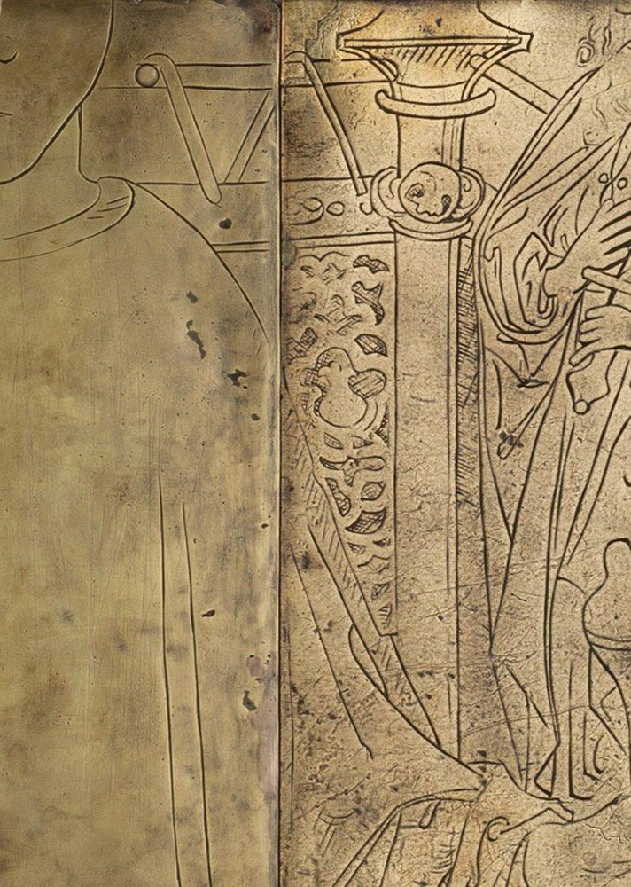 Płyta nagrobna księcia Wacława żagańskiego z kościoła św. Barbary we Wrocławiu, wrocławska pracownia odlewnicza, detal, po 1488