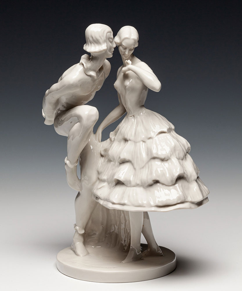 Arlekin i balerina, proj. Claire Volkhardt, Schwarzburger Werkstätten, 1913