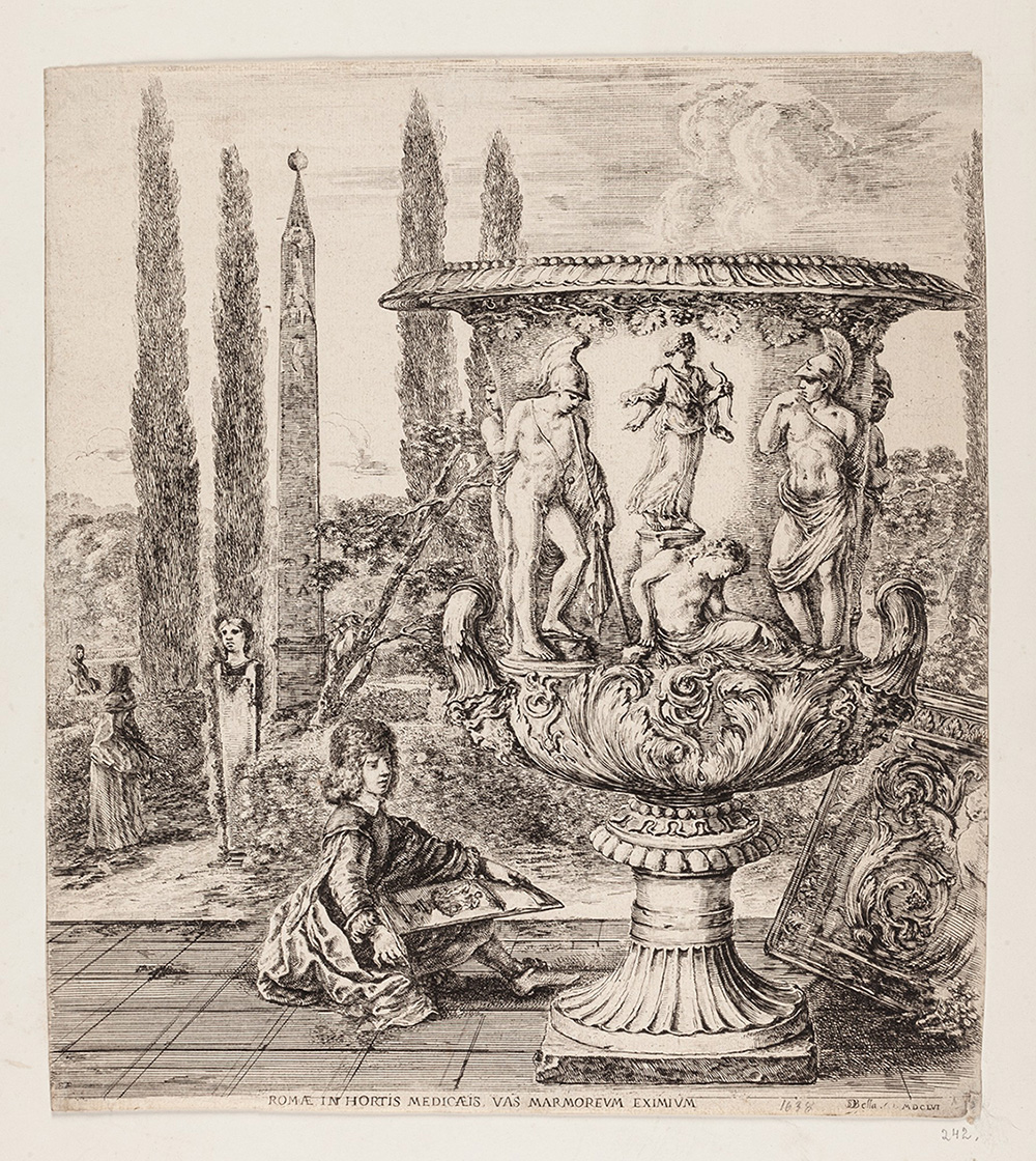 Stefano della Bella, Wielka waza w ogrodach Medyceuszy, 1656