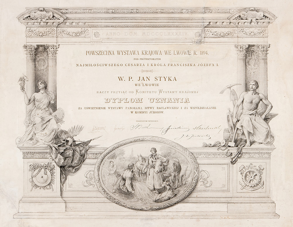 Dyplom Jana Styki, 1894