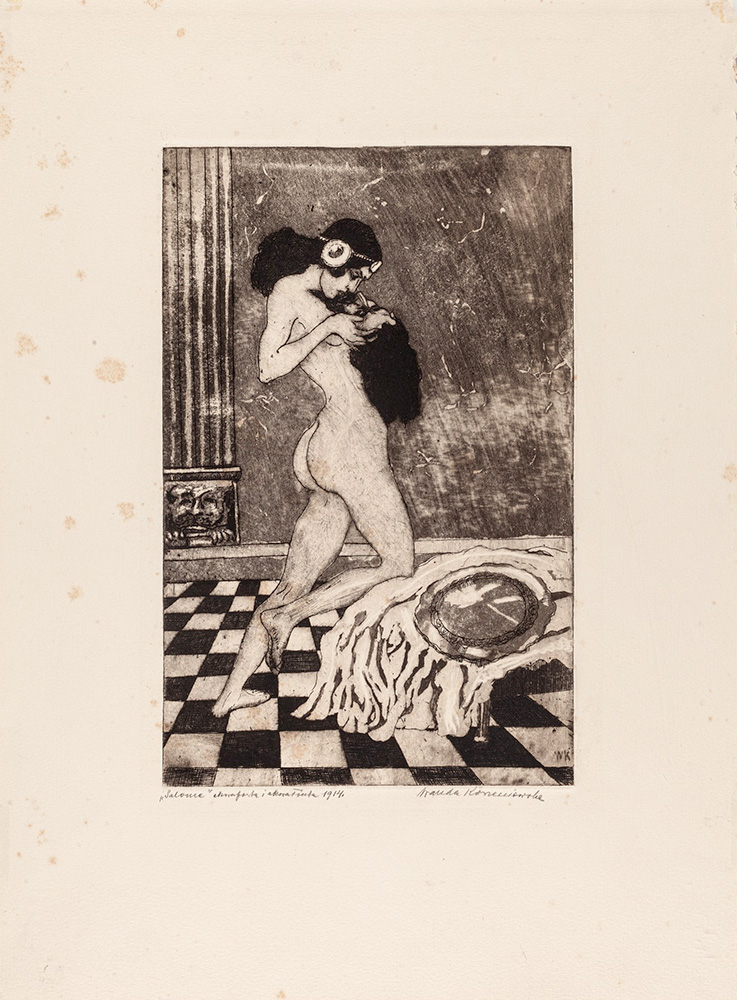 Wanda Korzeniowska, Salome, 1914 (grafika w kolorze sepii)