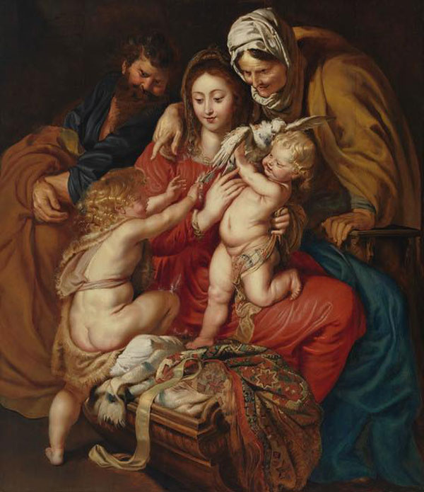 Peter Paul Rubens, Święta Rodzina z św. Janem Chrzcicielem, św. Elżbietą i gołębicą, ok. 1609, olej na desce dębowej, 138,43 × 120,65 cm