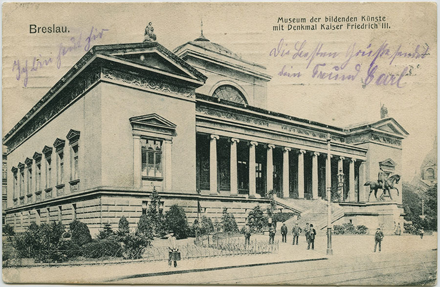 Fasada Śląskiego Muzeum Sztuk Pięknych, pocztówka przed 1909