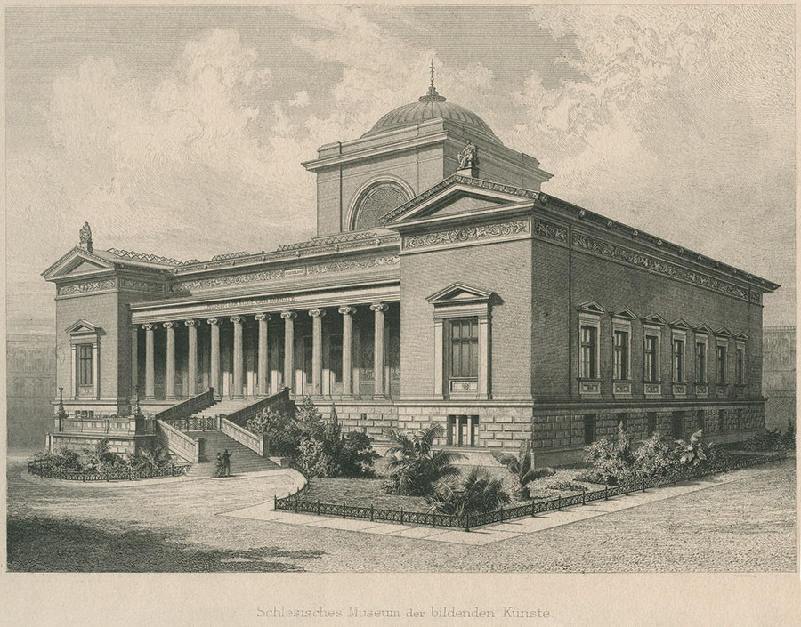 Fasada Śląskiego Muzeum Sztuk Pięknych, staloryt, 1880