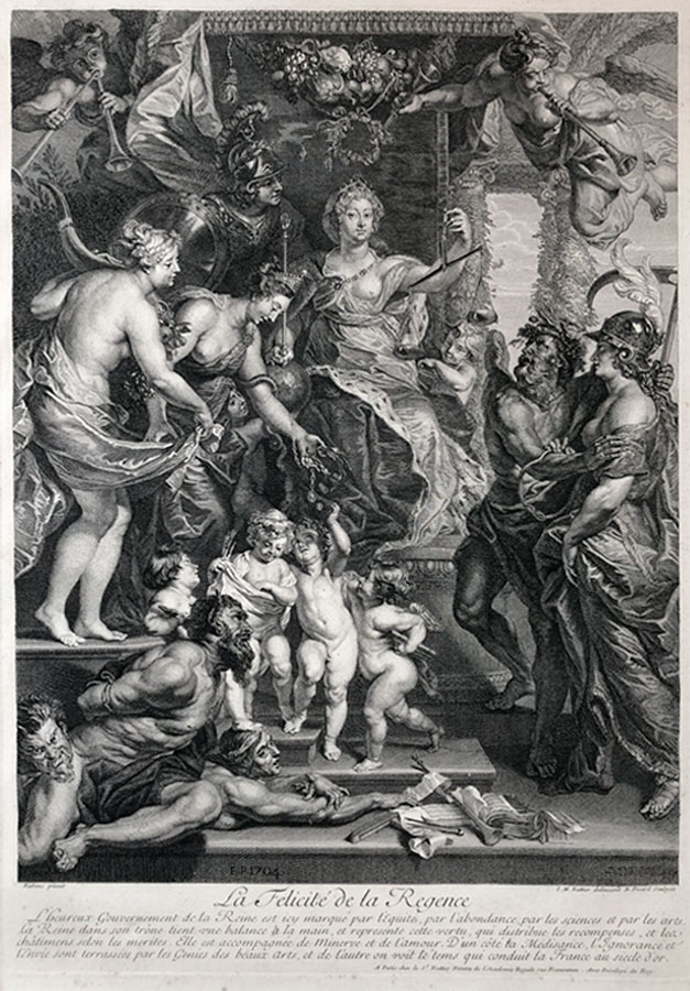 Bernard Picart wg P.P. Rubensa, Szczęśliwe rządy Marii Medici (grafika)