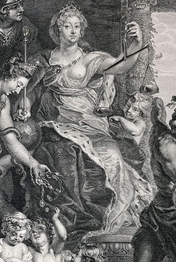Portret Marii Medici na grafice (fragment)