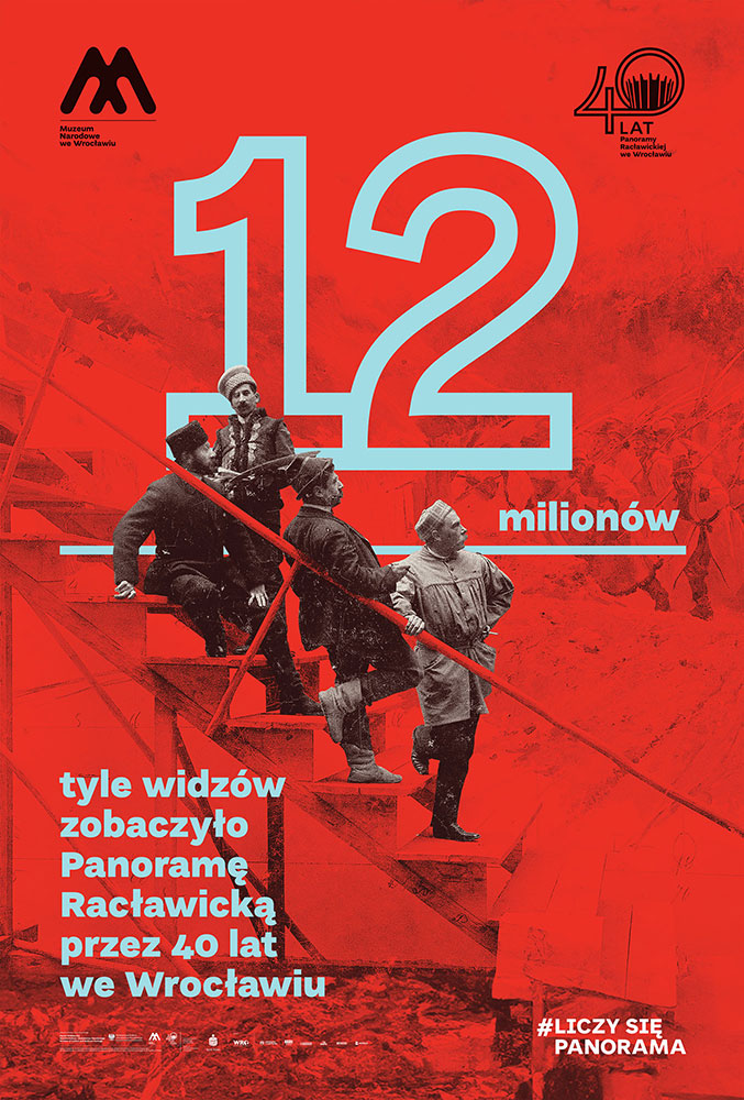 Plakat jubileuszowy Panoramy Racławickiej – 12 milionów widzów zwiedziło Panoramę