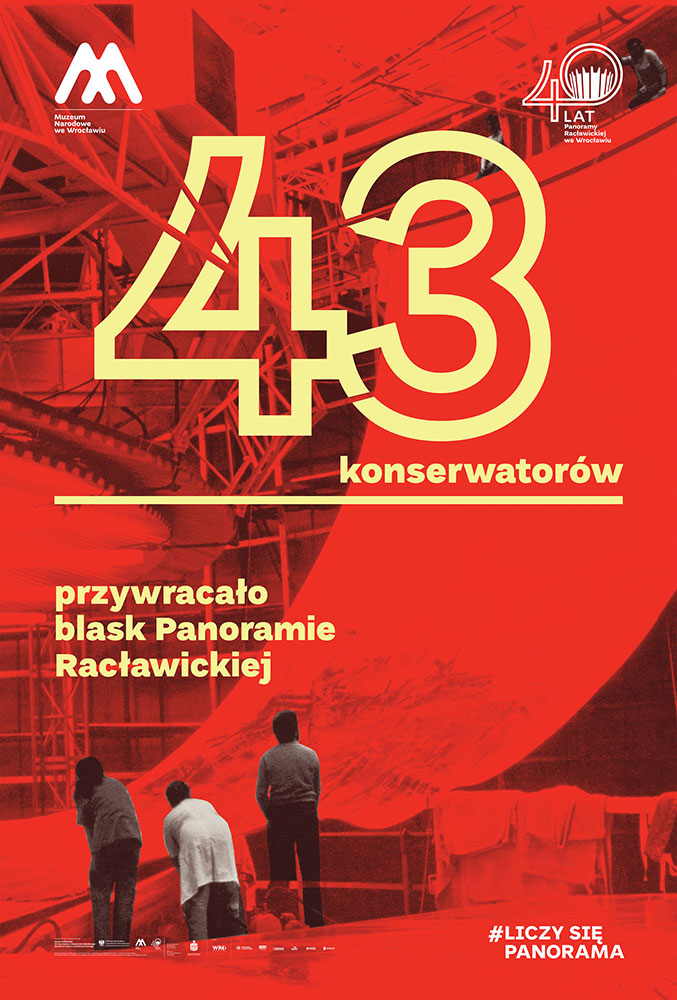 Plakat jubileuszowy Panoramy Racławickiej – 43 konserwatorów przywracało blask Panoramie