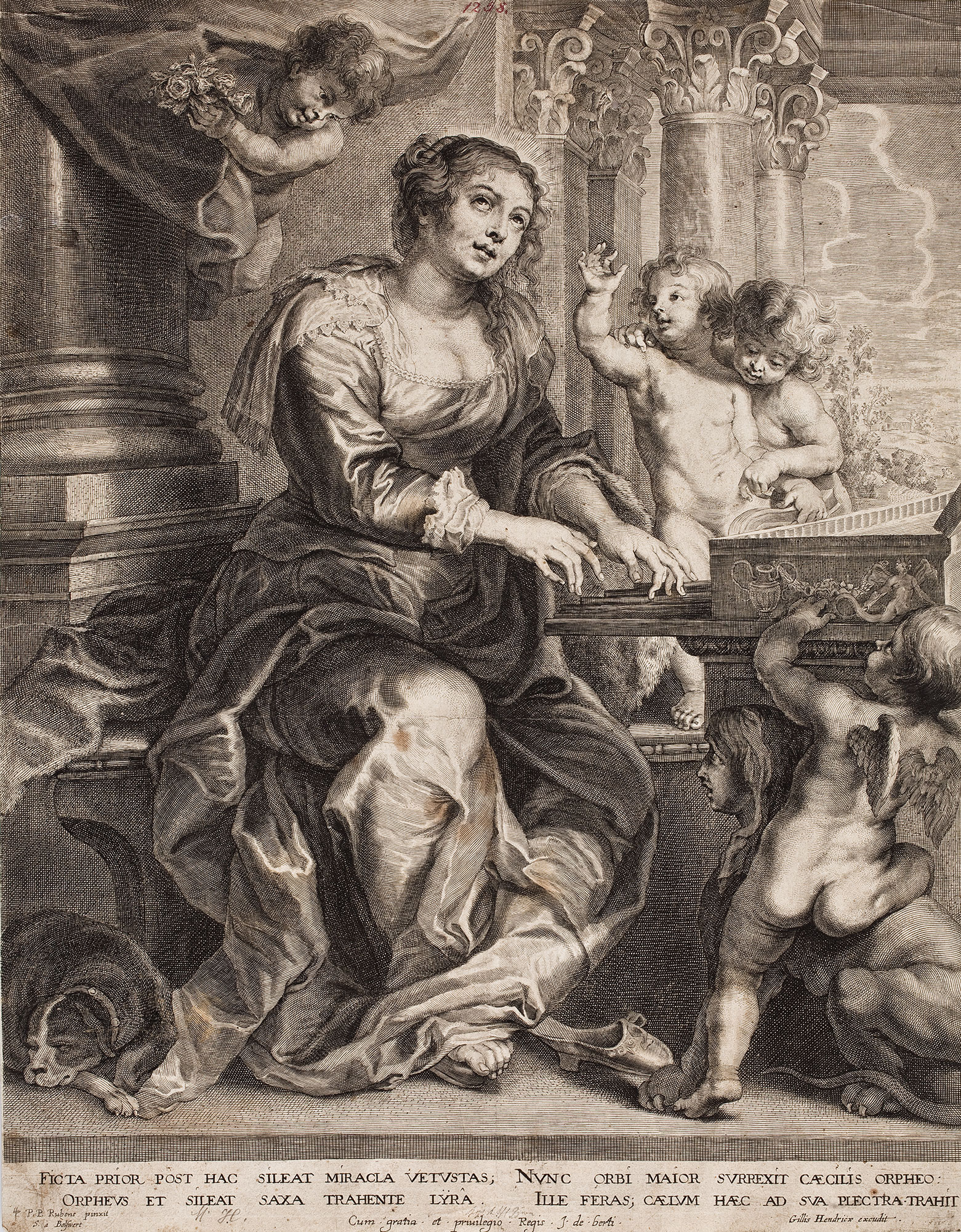 Schelte à Bolswert wg Petera Paula Rubensa, Helena Fourment jako św. Cecylia grająca na klawesynie, po 1642–przed 1659