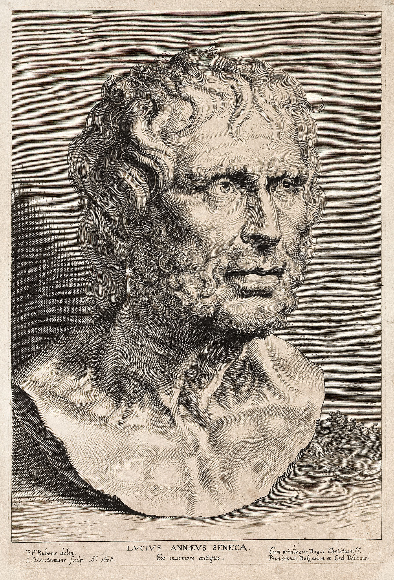 Lucas de Vorsterman I wg Petera Paula Rubensa, Marmurowe popiersie Seneki, 1638
