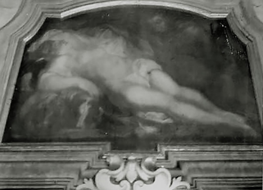 Obraz J. F. Backera w sali balowej w pałacu w Brzezince