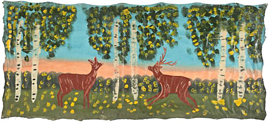 Występ chóru – w tle makatka z jelonkami