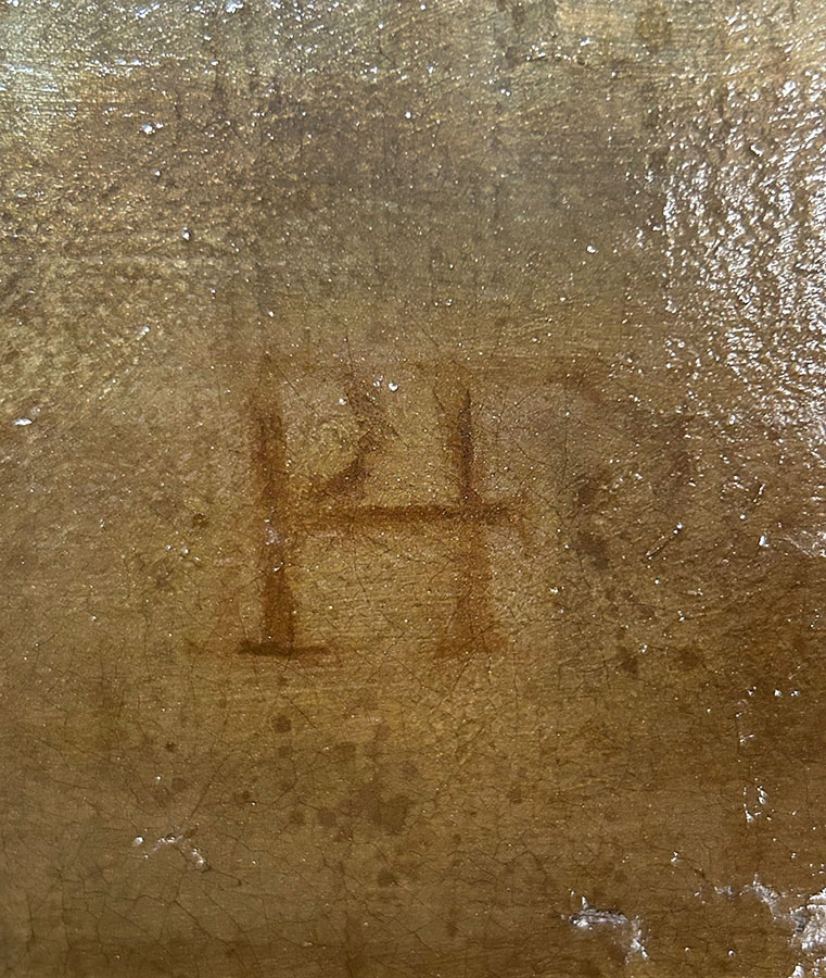 Inicjały artysty na obrazie z wizją św. Antoniego