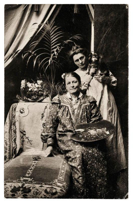 Bertha Wegmann i Toni Möller z psem Fukki