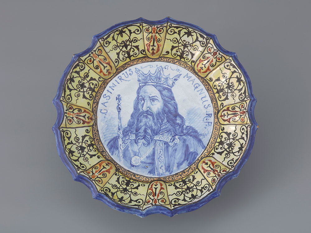 Talerz dekoracyjny z wizerunkiem Jana Kazimierza, malatura Feliks Szewczyk, Nieborów 1881–1886