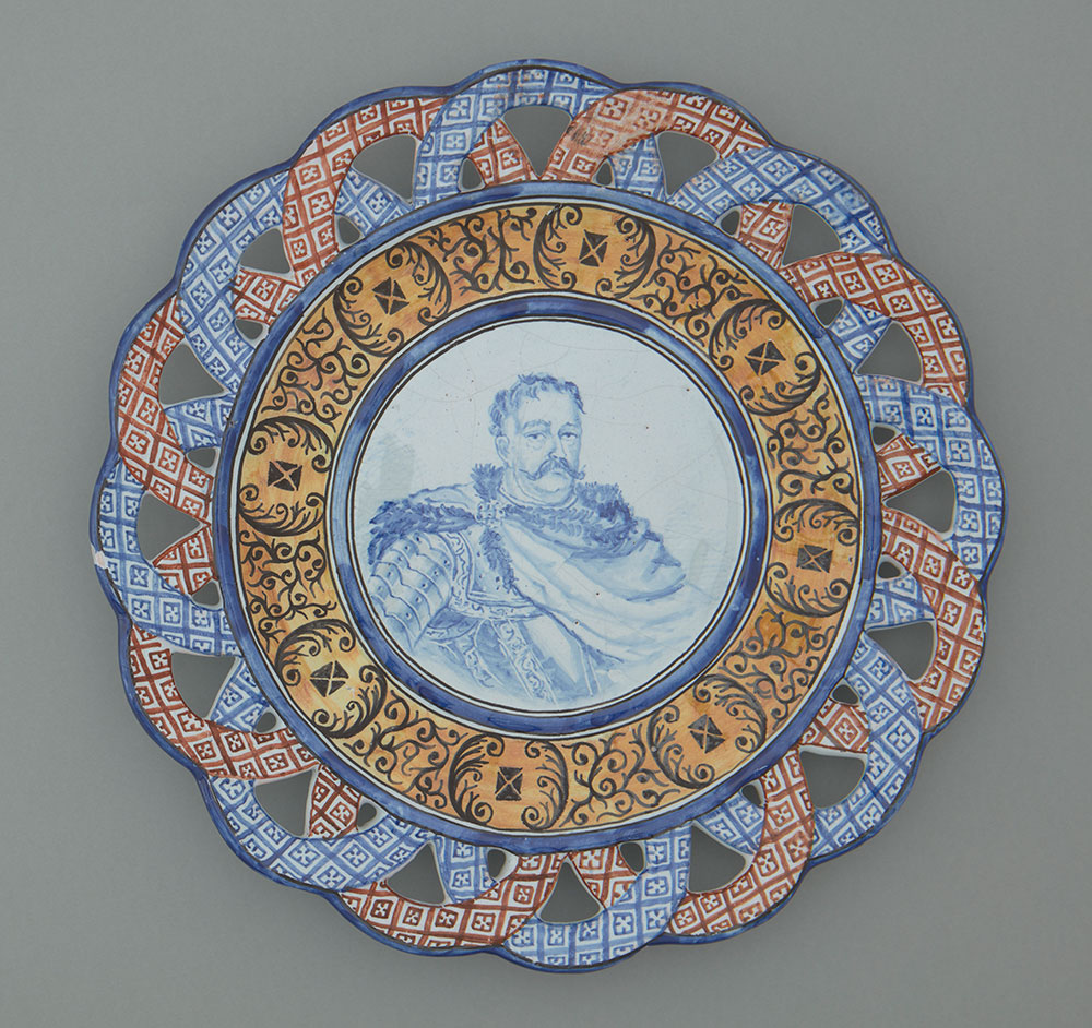 Talerz dekoracyjny z portretem Jana III Sobieskiego, malatura Feliks Szewczyk, Nieborów 1882–1885