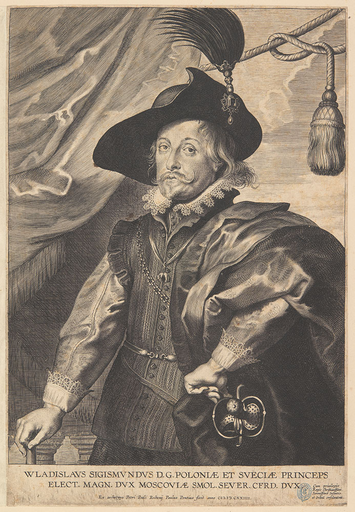 Paulus Pontius, wg Petera Paula Rubensa, portret Władysława Wazy, 1624