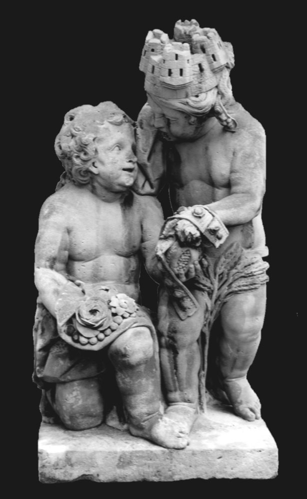 Para obejmujących się puttów z pałacu w Brzezince