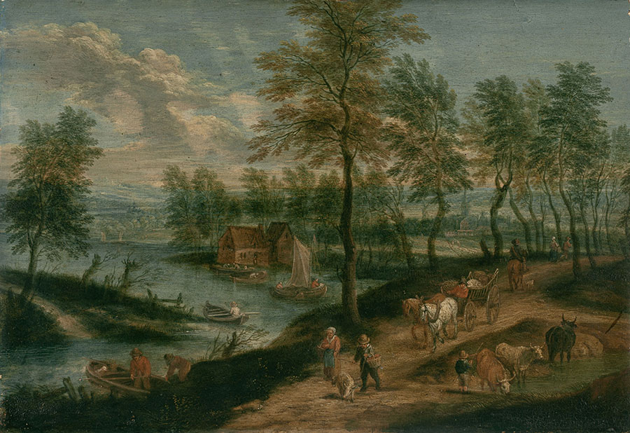 Théobald Michau, Wiejska droga nad kanałem, 1. ćw. XVIII w.