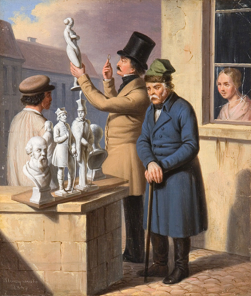 Obraz Antoniego Murzynowskiego „Sprzedawca statuetek”