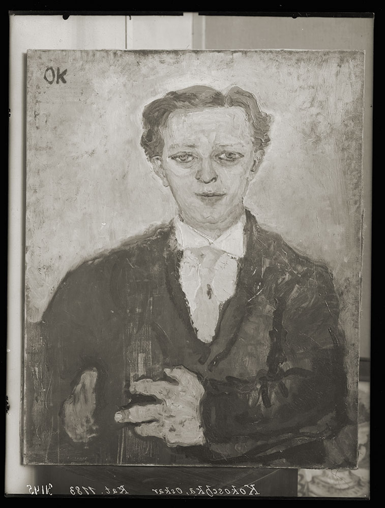 Archiwalne zdjęcie obrazu Oskara Kokoschki (portret mężczyzny)