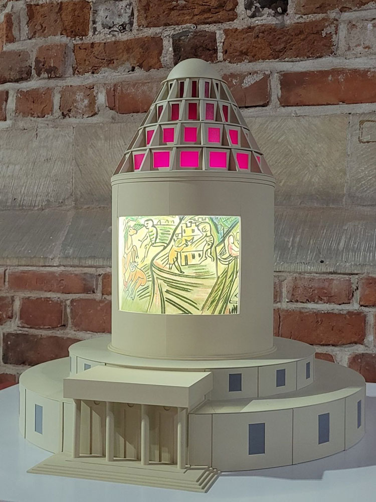 Makieta projektu krematorium na Cmentarzu Osobowickim (M. Berg, O. Kokoschka)