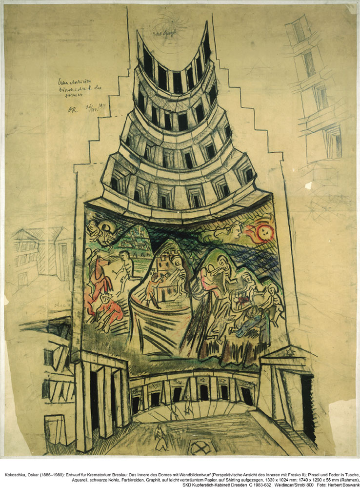 Projekt dekoracji malarskiej krematorium na Cmentarzu Osobowickim (Kupferstich-Kabinet Dresden)