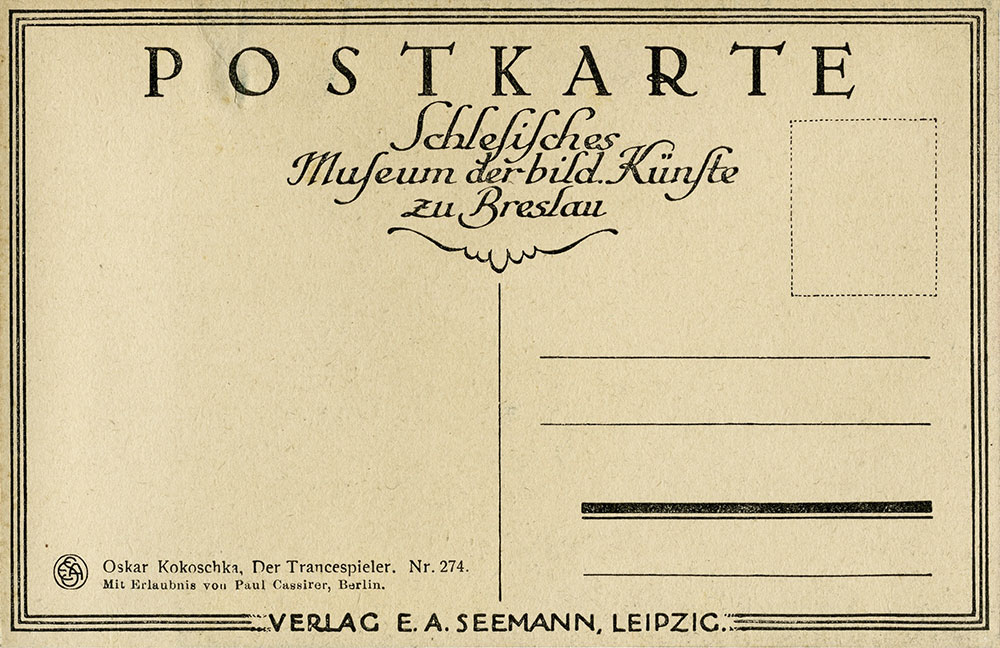 Tył pocztówki z portretem