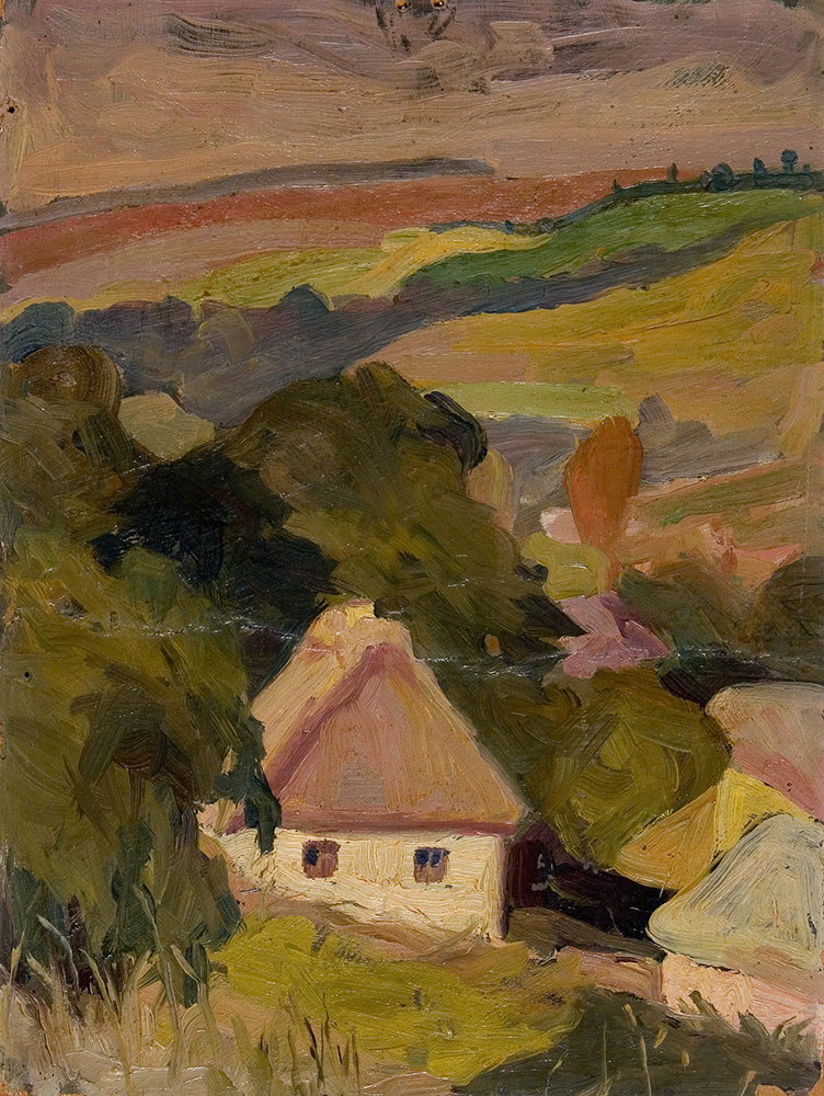 Maria Niedzielska, Krajobraz z chatami, ok. 1905