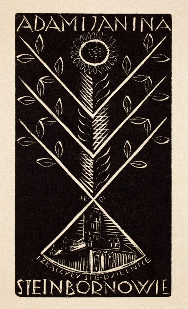 Janina Róża Giedroyć-Wawrzynowicz, Eklibris Adama i Janiny Steinborn, 1932 (czarny)