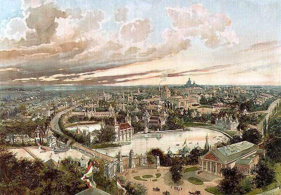Widok z lotu ptaka na Wystawę Milenijną, 1896, Węgierskie Muzeum Narodowe w Budapeszcie