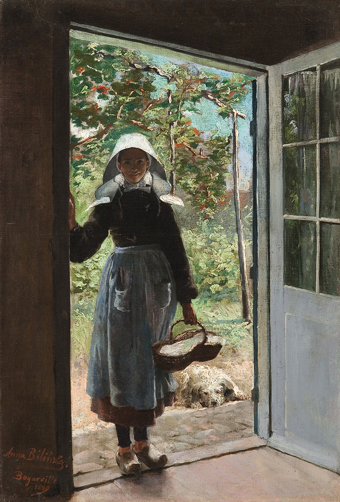 Anna Bilińska, Dziewczyna z koszem na progu domu, 1889